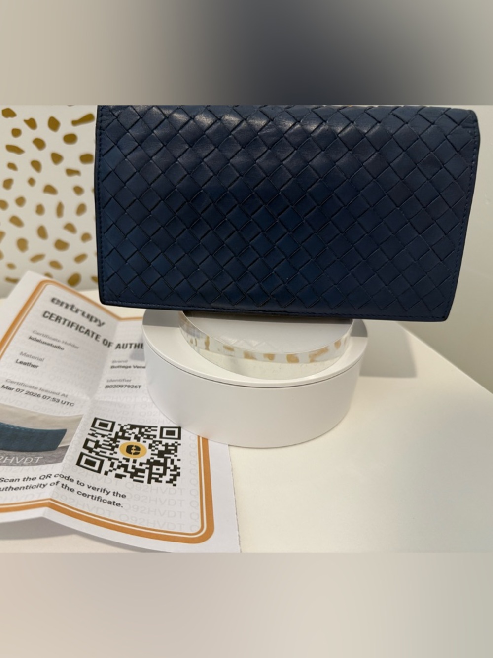Bottega Veneta Blue Intrecciato Long Leather Wallet with Zipper Coin Pouch COA!!